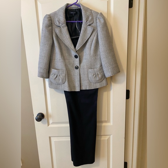 Nine West Gray Blazer and Black Pants Set Size 10 - Picture 1 of 6